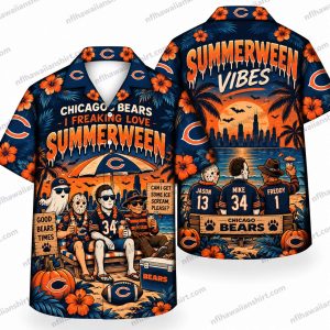 Chicago Bears Summerween Horror Ensemble Halloween Hawaiian Shirt
