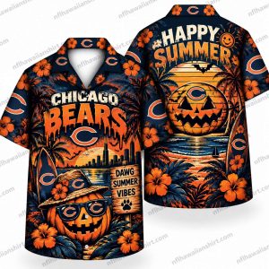 Chicago Bears Summerween Pumpkin Halloween Hawaiian Shirt