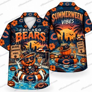 Chicago Bears Summerween Skeleton Halloween Hawaiian Shirt