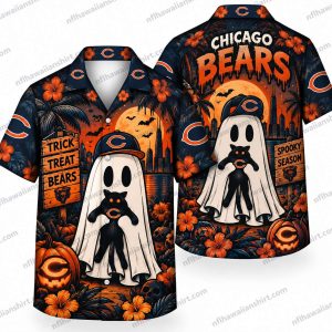 Chicago Bears Wednesday Ghost Costume Halloween Hawaiian Shirt