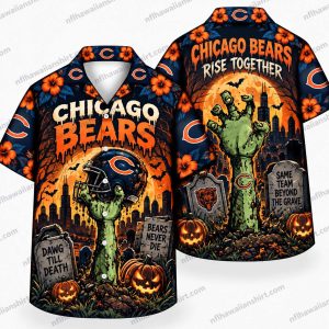 Chicago Bears Zombie Rise Together Halloween Hawaiian Shirt