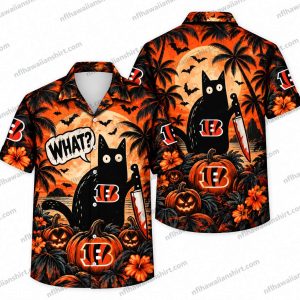 Cincinnati Bengals Black Cat What Pumpkin Night Halloween Hawaiian Shirt