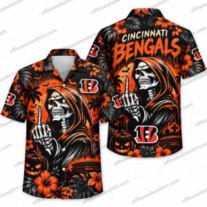 Cincinnati Bengals Grim Reaper Candle Prayer Halloween Hawaiian Shirt
