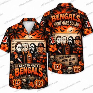 Cincinnati Bengals Horror Icons Nightmare Squad Halloween Hawaiian Shirt