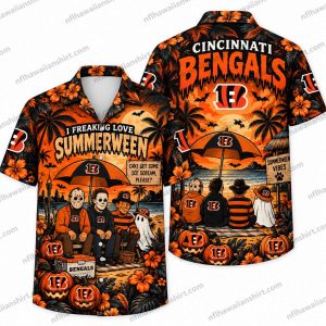Cincinnati Bengals Horror Icons Summerween Gathering Halloween Hawaiian Shirt