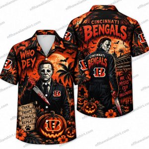 Cincinnati Bengals Michael Myers Who Dey Night Halloween Hawaiian Shirt
