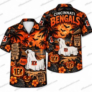 Cincinnati Bengals Sheet Ghost Boo Who Dey Halloween Hawaiian Shirt