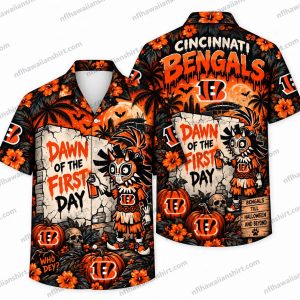 Cincinnati Bengals Zombie Dawn of the First Dey Halloween Hawaiian Shirt