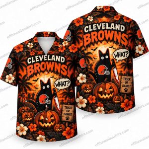 Cleveland Browns Black Cat What Halloween Hawaiian Shirt