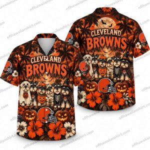 Cleveland Browns Costume Club Lineup Halloween Hawaiian Shirt