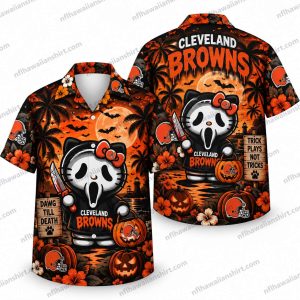 Cleveland Browns Ghostface Hello Kitty Mashup Halloween Hawaiian Shirt