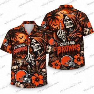 Cleveland Browns Grim Reaper Prayer Halloween Hawaiian Shirt