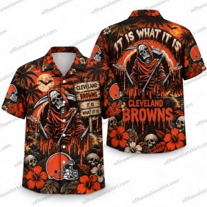 Cleveland Browns Grim Reaper Red Drip Halloween Hawaiian Shirt