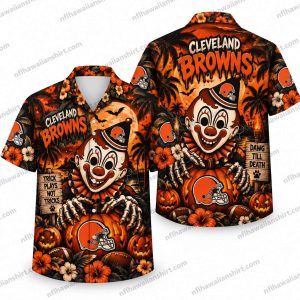 Cleveland Browns Horror Clown Dawg Till Death Halloween Hawaiian Shirt