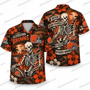 Cleveland Browns Skeletons Keep Others Warm Halloween Hawaiian Shirt