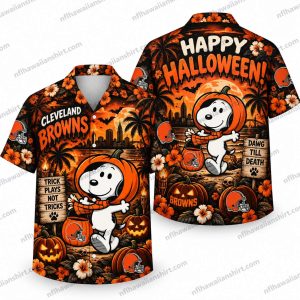 Cleveland Browns Snoopy Happy Halloween Hawaiian Shirt