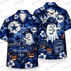 Dallas Cowboys Boo Ghost Graveyard Halloween Hawaiian Shirt