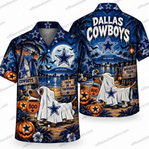 Dallas Cowboys Boo Ghost Stadium Halloween Hawaiian Shirt