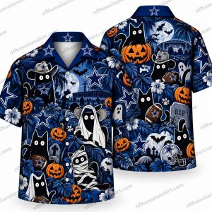Dallas Cowboys Cute Ghost and Pumpkin Halloween Pattern Halloween Hawaiian Shirt