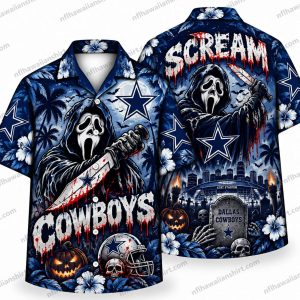 Dallas Cowboys Ghostface Scream Halloween Hawaiian Shirt