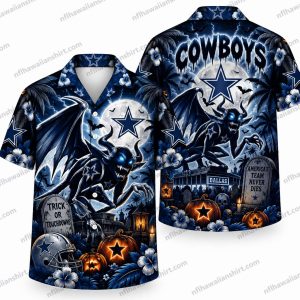 Dallas Cowboys Ghostface Star Graveyard Halloween Hawaiian Shirt