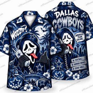 Dallas Cowboys Ghostface Wazzup Halloween Hawaiian Shirt