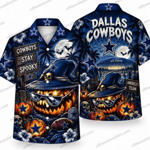 Dallas Cowboys Grinning Monster Pumpkin Halloween Hawaiian Shirt