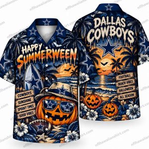 Dallas Cowboys Happy Summerween Pumpkin Cowboy Halloween Hawaiian Shirt
