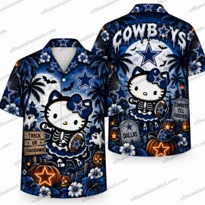 Dallas Cowboys Hello Kitty Skeleton Halloween Hawaiian Shirt