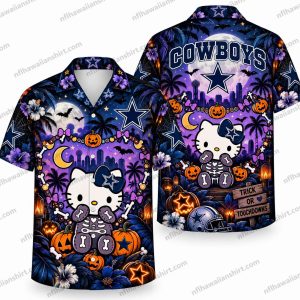 Dallas Cowboys Hello Kitty Witch Repeat Halloween Hawaiian Shirt