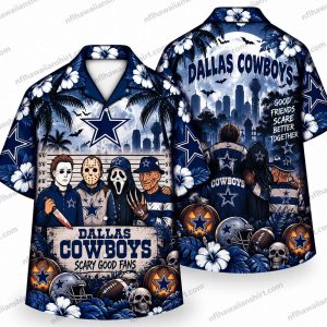 Dallas Cowboys Horror Movie Fan Ensemble Halloween Hawaiian Shirt