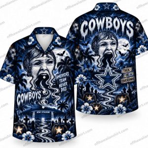 Dallas Cowboys Horror Woman Moonlight Halloween Hawaiian Shirt