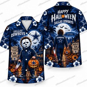 Dallas Cowboys Michael Myers Happy Halloween Hawaiian Shirt
