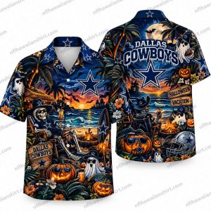 Dallas Cowboys Orange Haunted Landscape Halloween Hawaiian Shirt