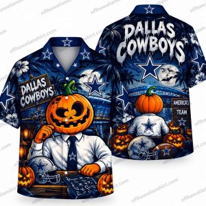 Dallas Cowboys Pumpkin Head Businessman Halloween Hawaiian Shirt