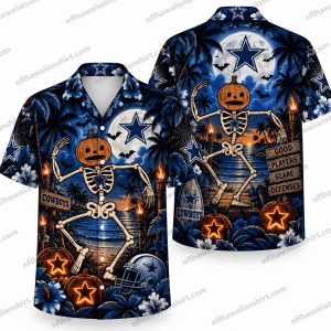 Dallas Cowboys Pumpkin Head Skeleton Night Halloween Hawaiian Shirt