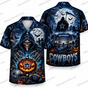 Dallas Cowboys Reaper Pumpkin Night Halloween Hawaiian Shirt
