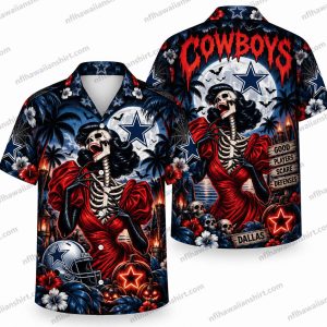 Dallas Cowboys Red Skeleton Cowboy Halloween Hawaiian Shirt