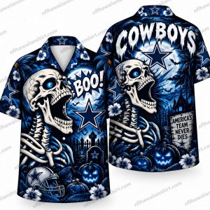 Dallas Cowboys Skeleton Boo Cowboys Halloween Hawaiian Shirt