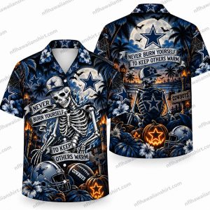 Dallas Cowboys Skeleton Cowboy Moonlight Halloween Hawaiian Shirt