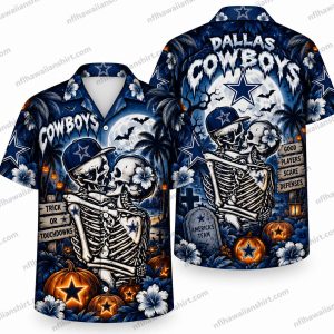 Dallas Cowboys Skeleton Cowboy Stadium Halloween Hawaiian Shirt