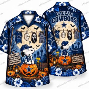 Dallas Cowboys Snoopy Ghost Costume Halloween Hawaiian Shirt