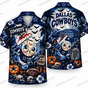 Dallas Cowboys Stitch Jason Mask Halloween Hawaiian Shirt