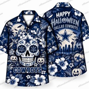 Dallas Cowboys Sugar Skull Happy Halloween Hawaiian Shirt
