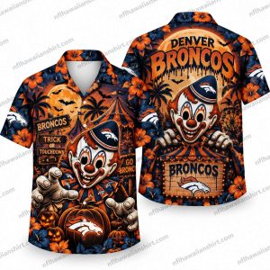 Denver Broncos Horror Clown Touchdown Halloween Hawaiian Shirt