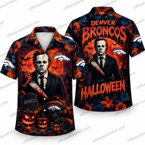 Denver Broncos Michael Myers Halloween Portrait Hawaiian Shirt