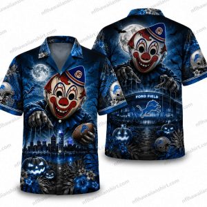 Detroit Lions Evil clown Halloween Hawaiian Shirt