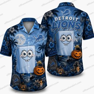 Detroit Lions Gray cartoon character Halloween Hawaiian Shirt