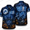Detroit Lions Witch haunted scene Halloween Hawaiian Shirt Detroit Lions Witch haunted scene Halloween Hawaiian Shirt