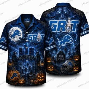 Detroit Lions Grit graveyard Halloween Hawaiian Shirt